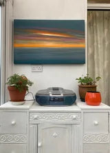 Lighting Up the Silver Abstract Seascape Sunset Painting
