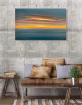 Lighting Up the Silver Abstract Seascape Sunset Painting