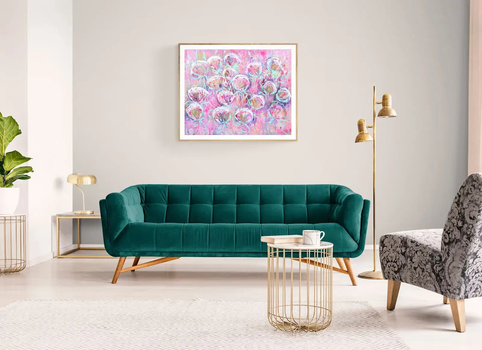 Peonies Original Impressionistic Floral Oil with Gold Leaf