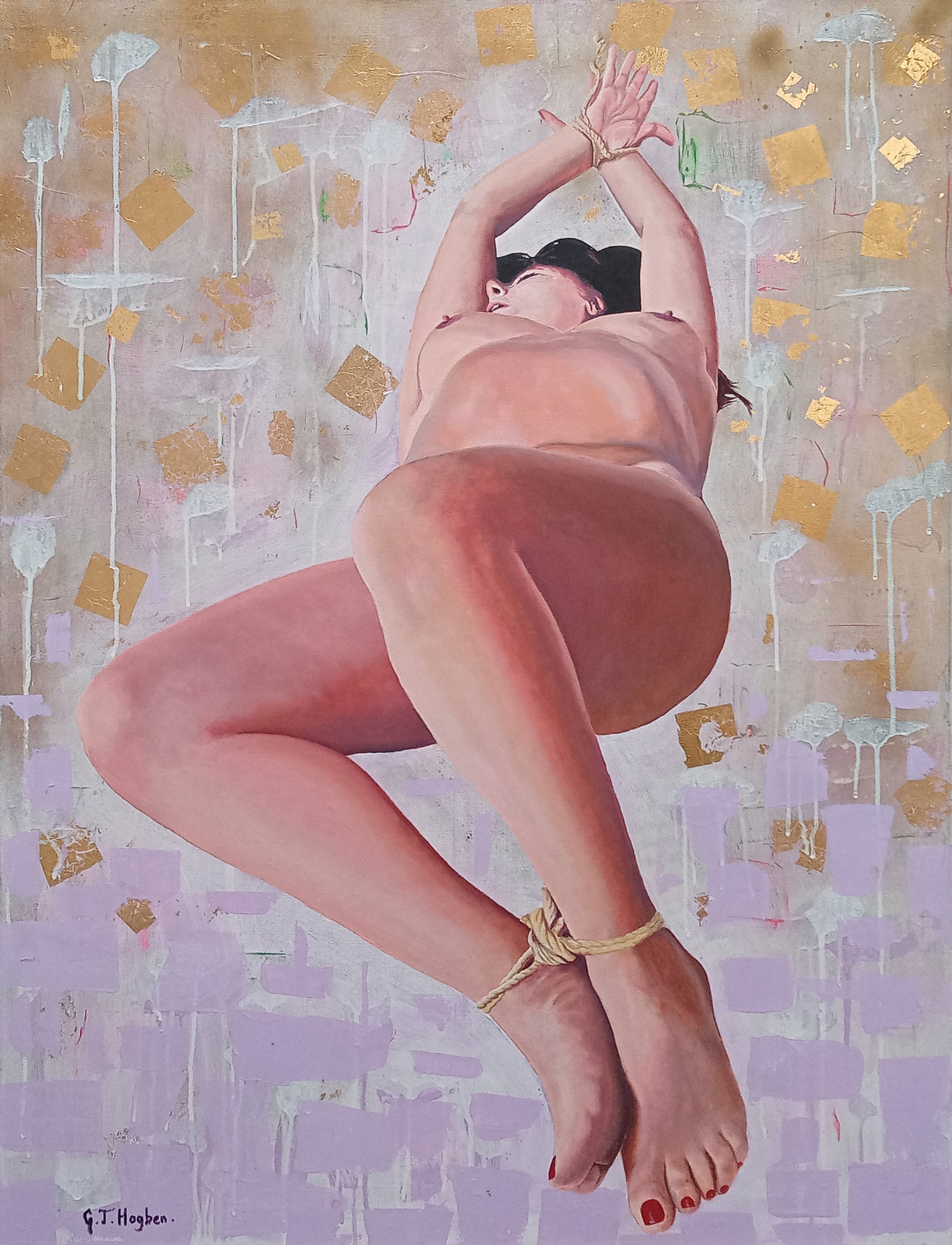 Tethered – Large Mixed Media Gold Leaf Painting