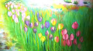 The Tulip Fields Large Scale Impressionistic Oil Painting