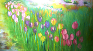 The Tulip Fields Large Scale Impressionistic Oil Painting