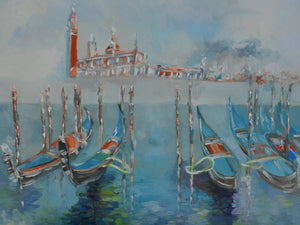 Venetian Water Impressionistic Venice Gondola Painting