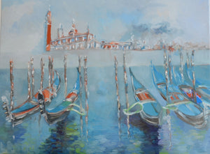 Venetian Water Impressionistic Venice Gondola Painting
